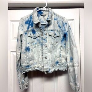 Free People Blue Tie-Dye Denim Jacket
